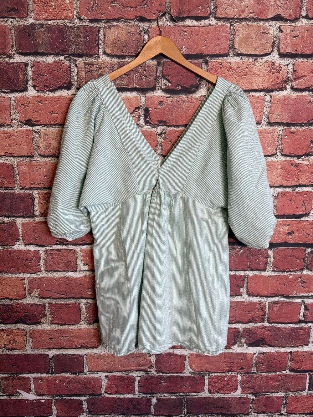 Urban Outfitters Women’s Green/White Gingham Smocked Sundress Lace Ruffle L.